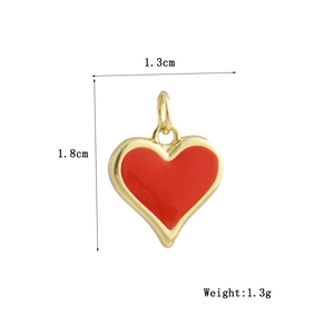 Detail of red heart pendant with gold plating showing size 1.8cm by 1.3cm