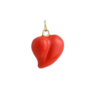 Polished red enamel heart pendant with 18k gold plated ring for DIY jewelry making