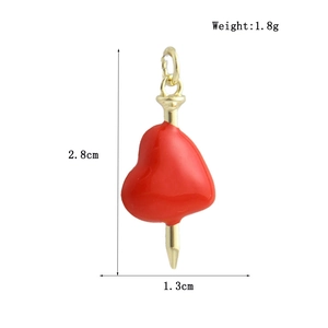 Detailed dimension guide for 18k gold heart pendant with 2.8cm length and 1.8g weight