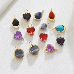 Pendentif en Cuivre Plaqué Or 18K Pierre Naturelle en Forme de Goutte de Coeur pour la Fabrication de Bijoux DIY Accessoires de Charme en Pierres Colorées