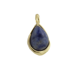 Pendentif goutte en turquoise bleue plaqué or 18 carats avec texture pierre naturelle