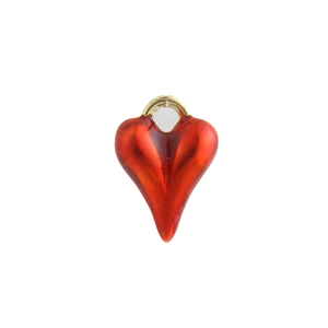 Detail of red heart-shaped glass pendant with 18k gold plated clasp for DIY jewelry