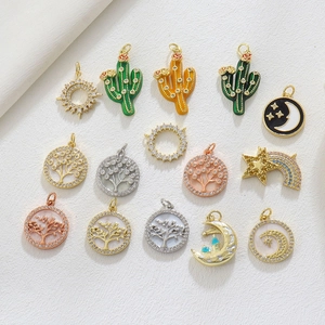 Detailed collection of tree of life, cactus, and moon pendants with sparkling zircons