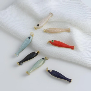 Handmade Copper Enamel Fish Shape Pendants For Jewelry Making DIY Necklace Bracelet Accessories Backpack Decor Supplies