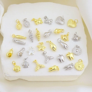 Minimalist Copper Marine Animal Charms For Jewelry Making Gold Silver Starfish Crab Conch Whale Tail Heart Tooth Pendants For DIY Jewelry