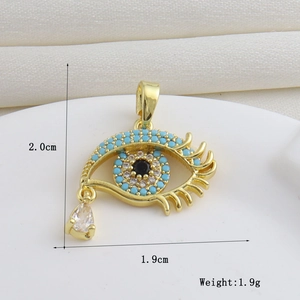 Détails du pendentif œil protecteur plaqué or 18k avec zircone en forme de poire