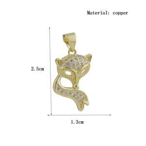 Technical drawing showing 2.5cm height and 1.3cm width of the copper fox pendant