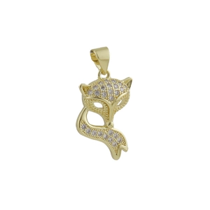 Golden fox pendant with micro-pave white cubic zirconia for DIY jewelry design