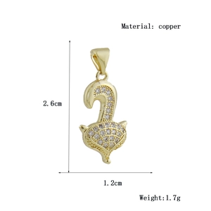 Detailed view of fox pendant with copper micro-set zircon and precise size measurements