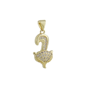Exquisite gold fox pendant with micro-pave cubic zirconia on a clean white background