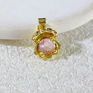 Eleganter 18k vergoldeter Muschelanhänger mit funkelndem rosa Edelstein für DIY-Schmuck
