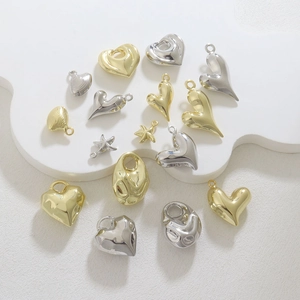Copper Heart Starfish Shell Pendants DIY Jewelry Charms For Necklace Bracelet Making Gold Silver Plated Fluid Metal Accessories Women