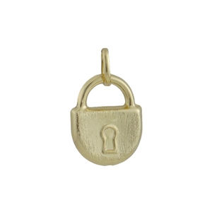 Brushed gold padlock pendant with keyhole detail for DIY jewelry necklace making