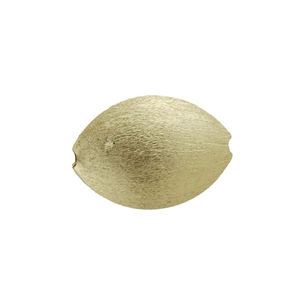 Detailed view of oval gold spacer bead with brushed metal texture for DIY jewelry making