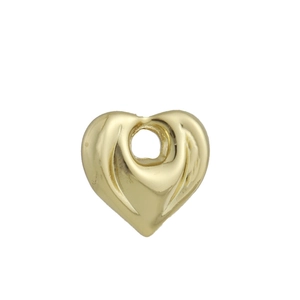 Detailed view of a 3D heart-shaped gold jewelry pendant with a centered hole for DIY design