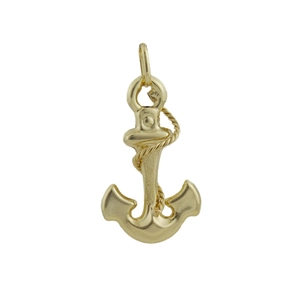 Polished gold anchor pendant with realistic rope details for DIY necklaces and bracelets