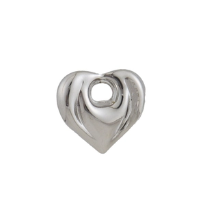 Detailed view of silver heart-shaped pendant with polished texture for DIY jewelry