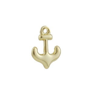 Detailopname van een gepolijste 18k vergulde ankerhanger voor DIY-sieraden