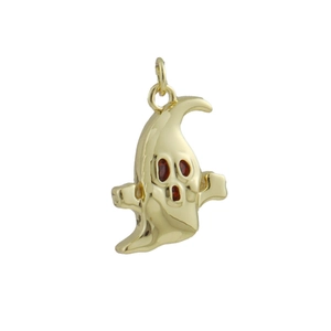 Gepolijste 18k vergulde Halloween-geestbedel met rode ogen voor DIY-sieraden maken