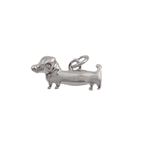 Gepolijste zilveren teckel-hanger met ring voor DIY sieraden maken accessoires