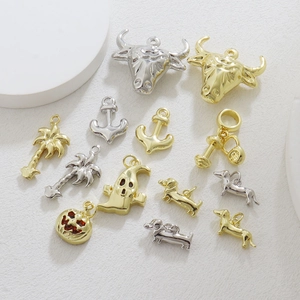 DIY Hangers Stierenkop Anker Kokospalm Spook Pompoen Hond Halter Charms 18K Verguld Ketting Oorbellen Accessoires