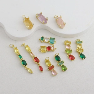 Ciondolo Geometrico in Rame Vintage Squisito Accessori per Gioielli Fai-da-te Galvanizzato in Oro Reale 18K Conservazione del Colore Strass Ciondoli per Collana Bracciale Fare Componenti di Gioielleria di Moda Donna