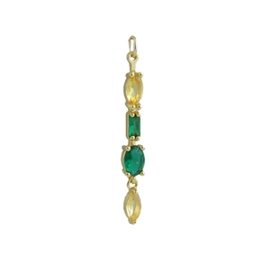 Elegante ciondolo geometrico placcato oro 18K con gemme colorate sfaccettate