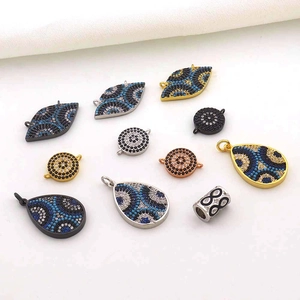 Détails de pendentifs mauvais œil avec zircons colorés micro-pavés en diverses finitions