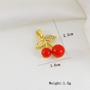 Detailansicht der Kirsch-Anhänger-Maße: 2.2cm Höhe, 1.6cm Breite, 1.5g Gewicht
