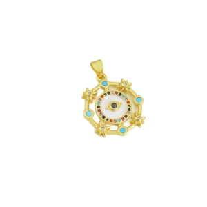 Evil Eye Anhänger mit 18k Vergoldung, bunten Kristallen und blauen Türkis-Akzenten