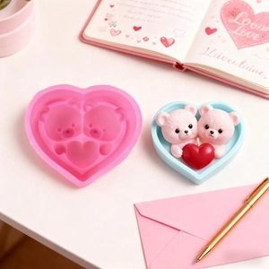 Moule en silicone ours en forme de cœur pour bougies et artisanat de la Saint-Valentin