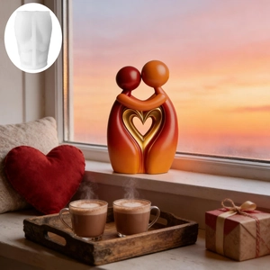 Couple embrace silicone mold for DIY candle and resin craft with hollow heart shape