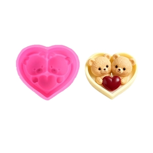 Moule en silicone ours avec cœur pour bougies DIY et artisanat en résine romantique