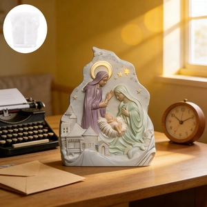 Silicone mold for mother and child candle featuring soft colored religious resin crafts