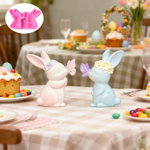 Dual butterfly rabbit silicone mold for DIY scented candles and resin crafts kit
