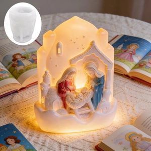 Moule en Silicone Scène de la Nativité Relief 3D Château Jésus Marie Joseph DIY Bougie Parfumée Plâtre Résine Savon