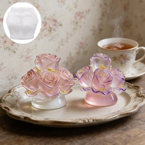 3D rose bouquet silicone mold for DIY handmade scented candles and resin crafts