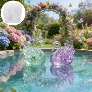 Swan silicone mold with rose pattern for DIY scented candle resin and plaster crafts