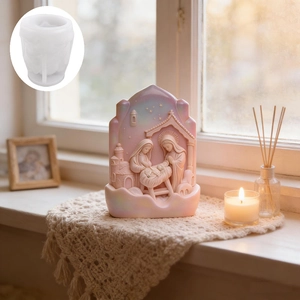 Moule silicone crèche de Noël et bougie en relief pour artisanat fait main