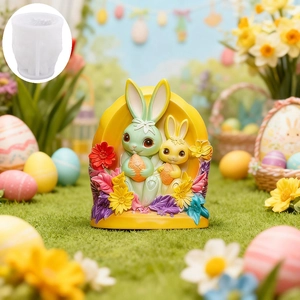 Easter 3D bunny and flower silicone mold for handmade scented candles and resin crafts