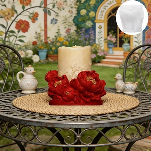 3D cylinder peony flower silicone mold for DIY relief floral scented candles and resin crafts