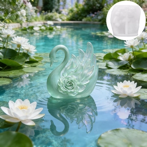 Swan silicone mold with rose patterns for DIY scented candles and resin crafts decoration
