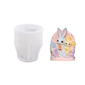 3D Easter rabbit and flower silicone mold for handmade resin and candle crafts