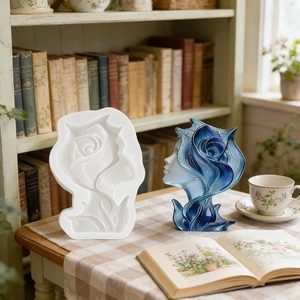 Elegant woman and rose relief silicone mold for resin craft and scented candles