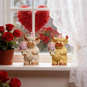 Moule silicone vache highland romantique avec roses et cœur pour bougies artisanales