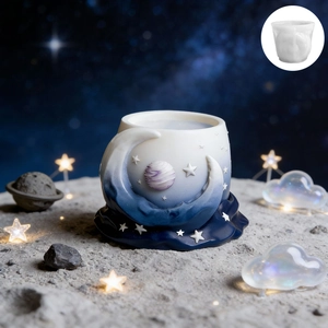 DIY planet theme silicone mold with starry night resin cup and moon handle craft