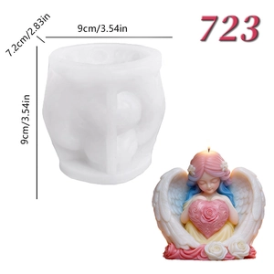 3D angel with heart wings silicone mold for DIY candle and soap making with dimensions