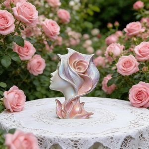 Elegant 3D rose and lady profile silicone mold for handmade soap or resin crafts