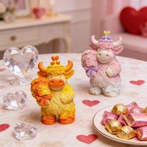 Moule en Silicone Vache des Highlands Avec Fleur Rose Animal 3D Bougie Savon Résine Plâtre DIY Outil Pour Cadeau Saint Valentin
