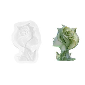 Creative rose lady silicone mold for DIY resin goddess bust and flower candles